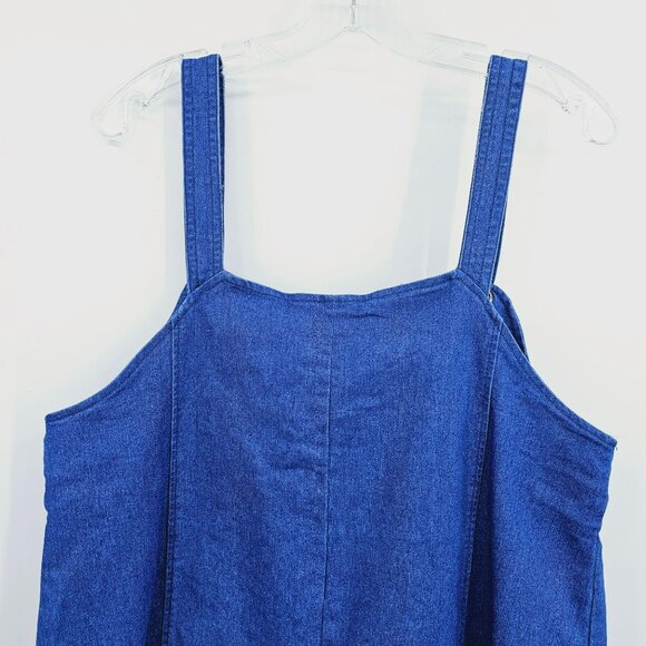 Hayden Los Angeles Dress M Blue Jean Denim Overall Knot Cotton Fringe Hem Boho - Picture 8 of 10
